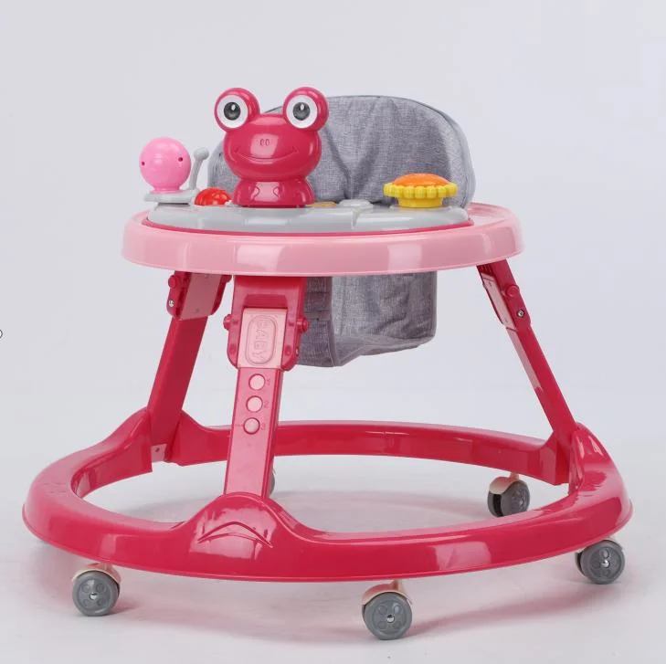 Simplicity Polyester Material Can Fold Multiple Colors Stainless Steel Frame Baby Walker