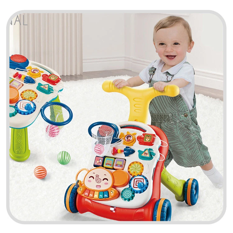 Unique Plastic Music Hand Push Baby Walker, Musical Multifunction Educational Children Actiivity Walker Toys