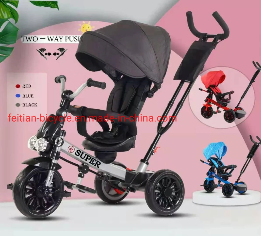 Hot Sale 4-in-1 Baby Tricycle Children′ S Tricycle with Foldable and Rotating Seat/Kid Toys Best Tricycle for Babies