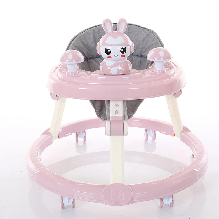 Children Can Sit and Walk Toys/One Button Folding/Cartoon Puzzle Music/Adjustable Height Baby Walker