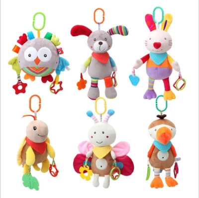 2019 Peluche animali giocattoli peluche passeggino giocattoli neonato culla auto passeggino campanelli giocattoli con massaggiagengive