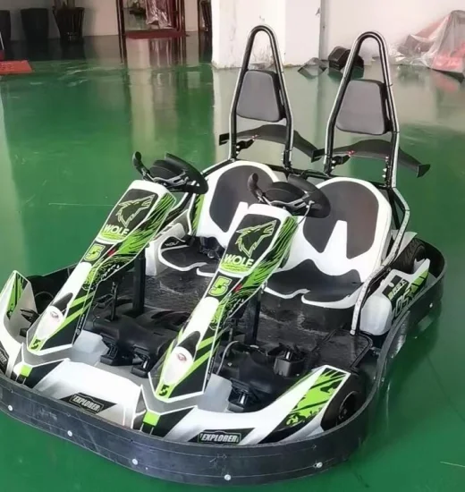 Kart da corsa in stile educativo a doppio sedile alimentato a batteria, pedale da go kart elettrico, auto da go kart elettrica per bambini adulti